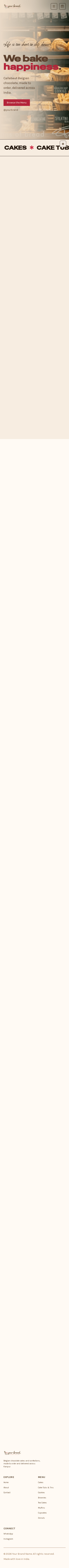 The same bakery storefront template on mobile